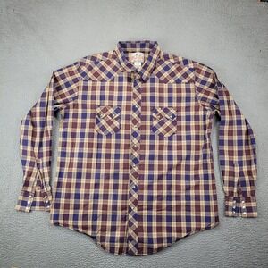 Wrangler Shirt Men 2XLT Red Blue Plaid Pearl Snap Western Cowboy Rodeo Workwear